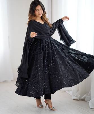 Stylish Lucknowi Embroidered Georgette Anarkali Suit 2
