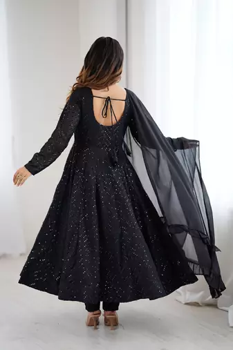 Stylish Lucknowi Embroidered Georgette Anarkali Suit