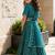 Teal Blue Embroidered Net Lehenga Set
