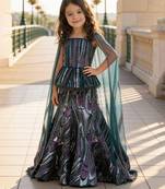 Purple Embroidered Net Lehenga Set