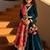 Teal Blue Embroidered Velvet Lehenga Set