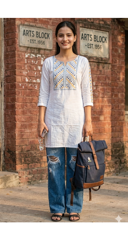 Women's Rayon Ethnic Detailed Heavy Embroidered Short Kurti | Rayon Embroidered Solid White Short Kurti For Womens 4
