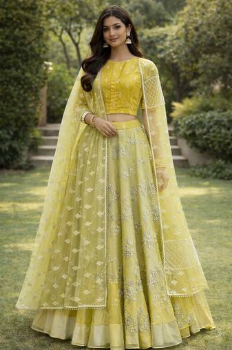 Yellow Embroidered Lehenga