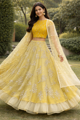 Yellow Embroidered Lehenga 2