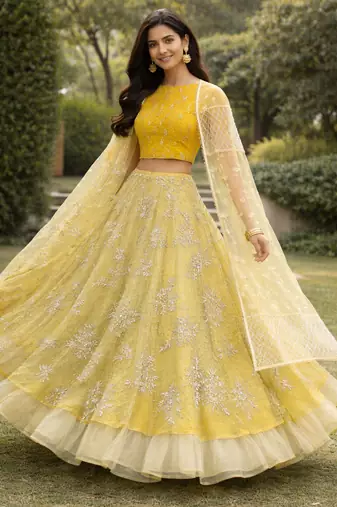 Yellow Embroidered Lehenga