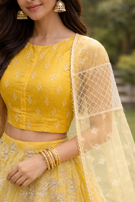 Yellow Embroidered Lehenga 3