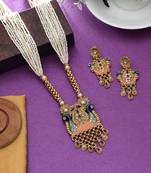 multicolor meena kundan matte gold necklace set