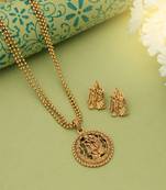 matte gold radha krishna pendant necklace set
