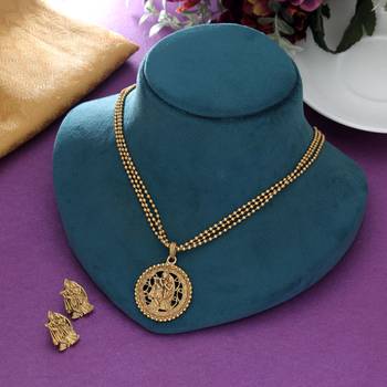 matte gold radha krishna pendant necklace set 2
