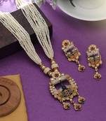 multicolor beaded meenakari matte gold necklace set