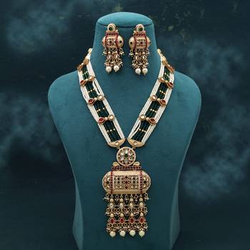rani green kundan beaded matte gold necklace set 1