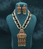 rani green kundan beaded matte gold necklace set
