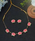 rani lotus meenakari gold plated necklace set