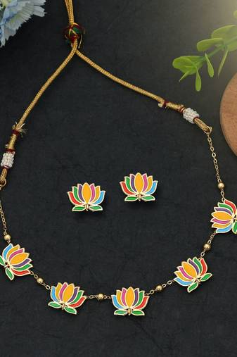Multi color meenakari necklace set