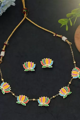 Multi color meenakari necklace set