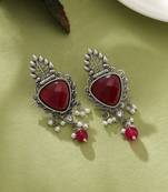 Maroon color oxidised earrings