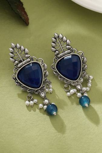 Blue color oxidised earrings