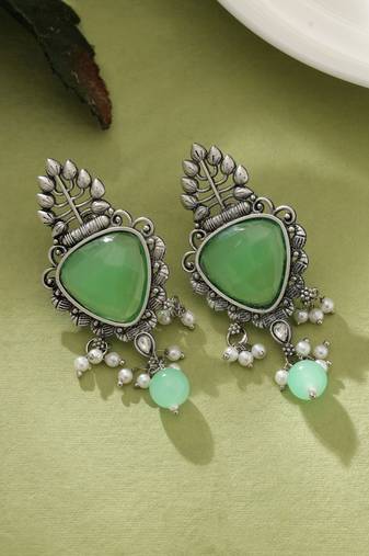 Pista green color oxidised earrings