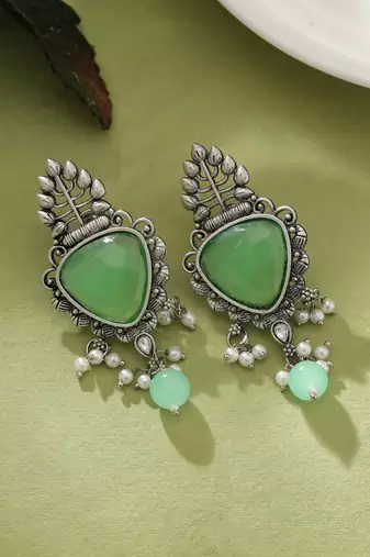 Pista green color oxidised earrings