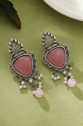 Pink color oxidised earrings