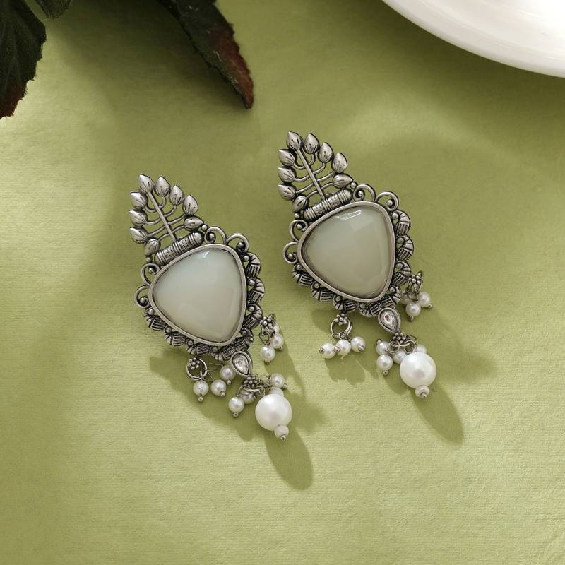 White color oxidised earrings