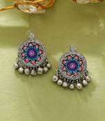 Multi color meena work oxidised earrings