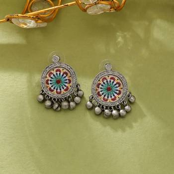 multicolor alloy earrings with meena dangle work 1