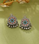 Multi color meena work oxidised earrings
