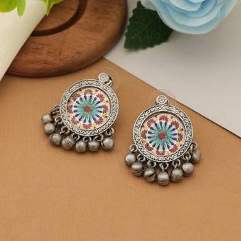 multicolor alloy earrings with meena dangle work 2