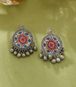 Multi color meena work oxidised earrings