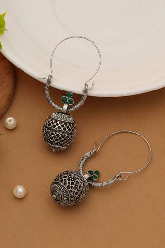 Green color oxidised earrings