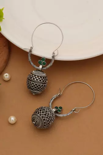 Green color oxidised earrings