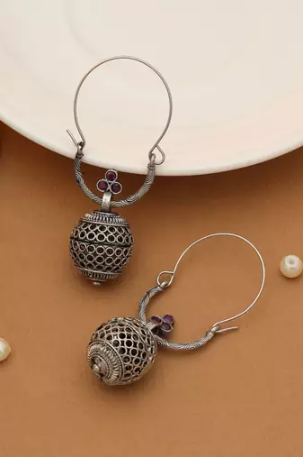 silver color oxidised earrings