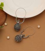 off white alloy earrings with stone drop design