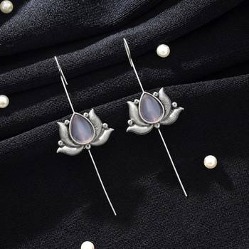 light pink alloy ear cuff with glass stone drop 2
