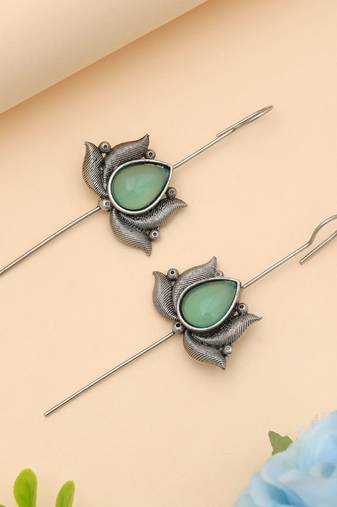 Pista green color oxidised ear cuff