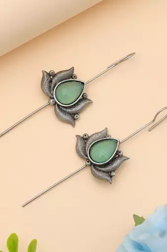 Pista green color oxidised ear cuff