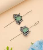 pista green alloy ear cuff with oxidised stone work