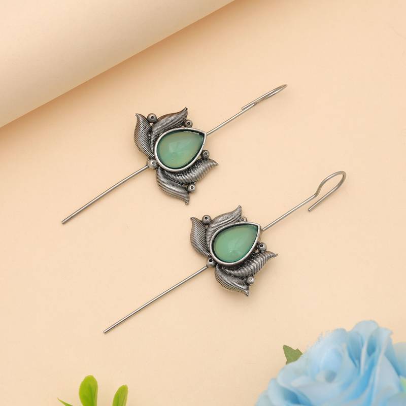 Pista green color oxidised ear cuff