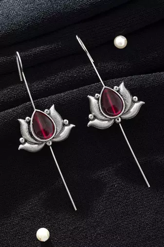rani alloy ear cuff with glass stone drop style