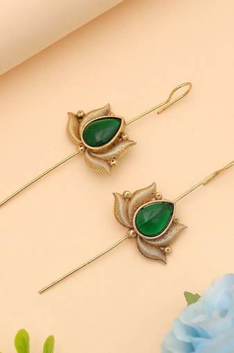 Green color oxidised ear cuff