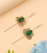 green alloy ear cuff with gold plated stone work