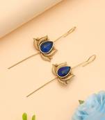 blue alloy ear cuff with gold plated stone work