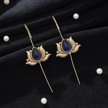 blue alloy ear cuff with gold plated stone work 2