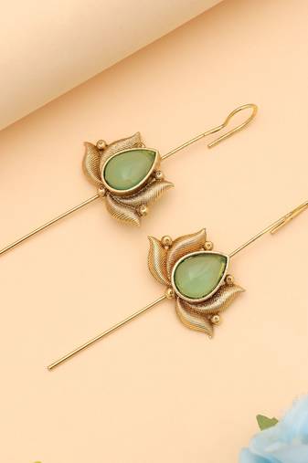 Pista green color oxidised ear cuff