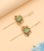 pista green alloy ear cuff with glass stone design