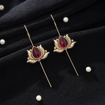 rani pink alloy ear cuff with gold plated stone work 2