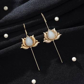 off white alloy ear cuff with glass stone design 2