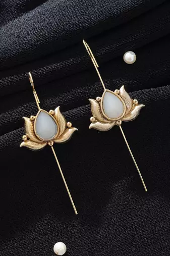 off white alloy ear cuff with glass stone design