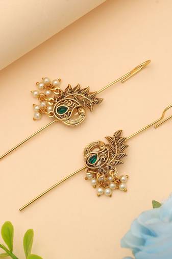 Green color oxidised ear cuff